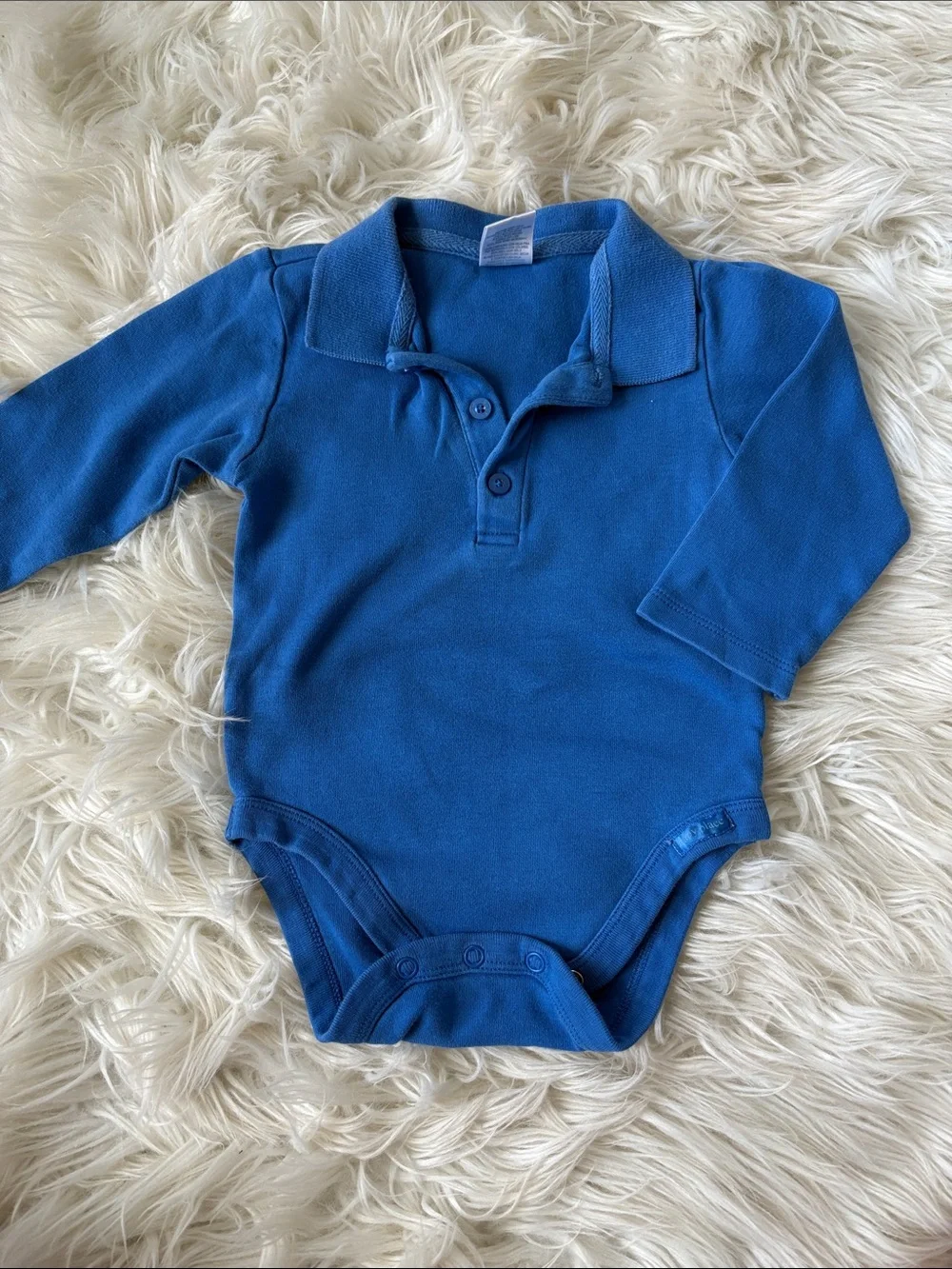 The Children's Place Blue Long-Sleeve Polo One-Piece Bodysuit